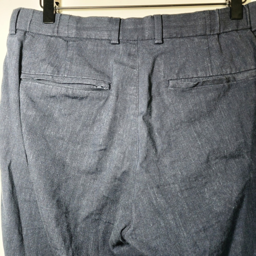 Nordstrom Linen Blend Trousers Mens 32R Navy Blue Excellent Slim Fit Drawstring - Picture 9 of 9